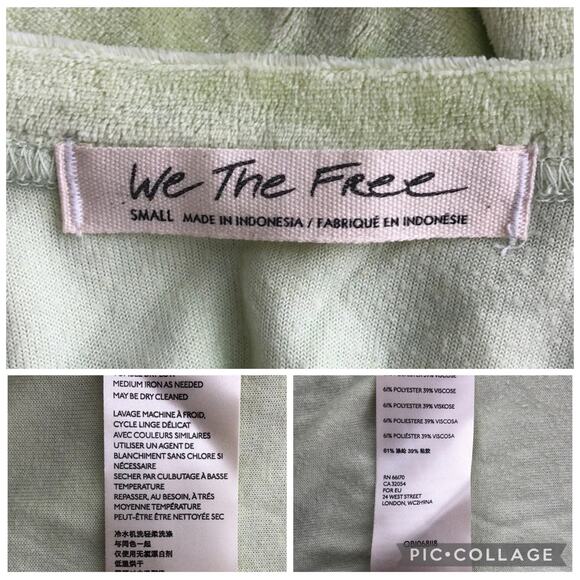 MSRP $68 We The Free Crushed Velvet Velour Green Low Back Top XS-L QUICKSHIP - Picture 5 of 7